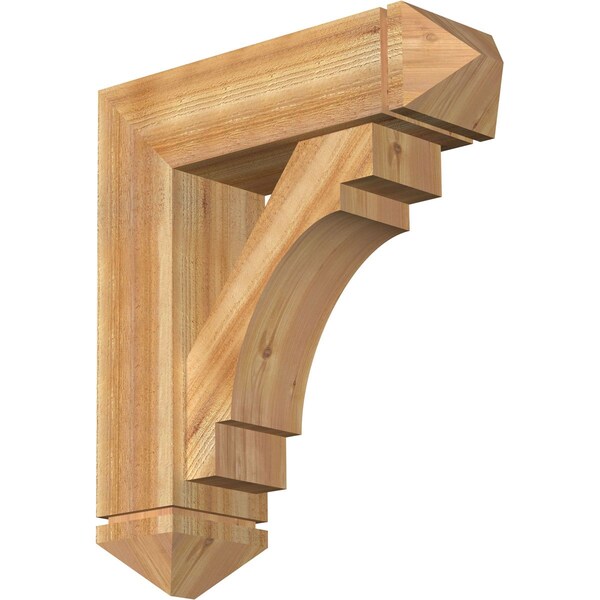 Ekena Millwork Merced Arts and Crafts Rough Sawn Bracket w/ Offset Brace, Western Red Cedar, 8"W x 26"D x 30"H BKT0806X26X30MRC03RWR - main
